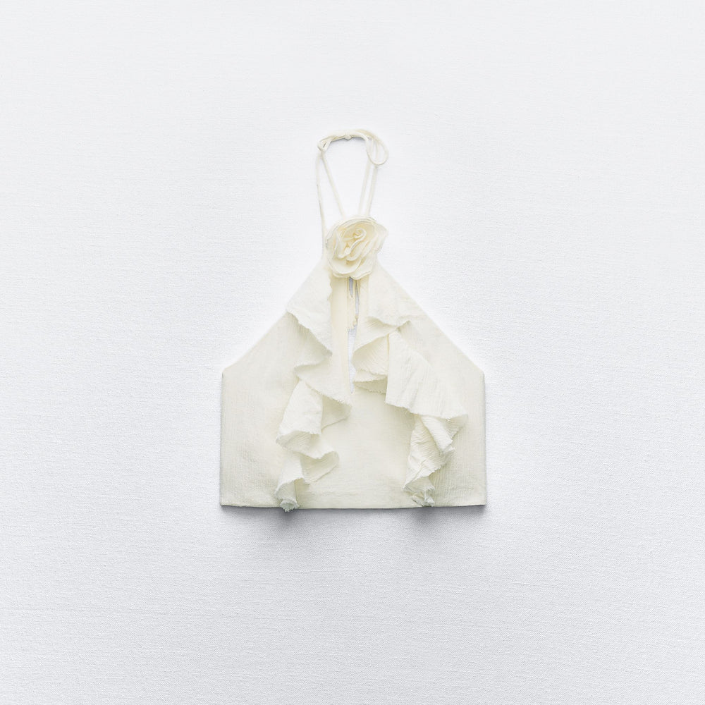 Moudda ZARA - Top gaze col licou détail fleur avec découpe - Tunisie 2