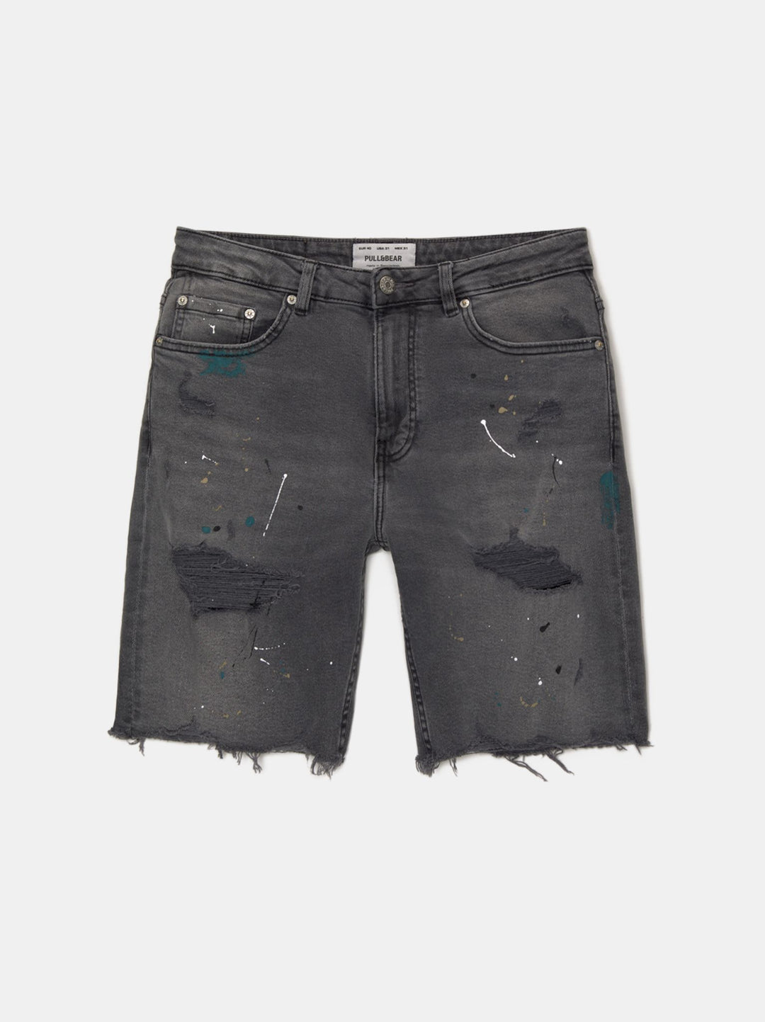 Moudda PULL & BEAR - Bermuda Denim Slim Déchiré Peinture - Tunisie 2
