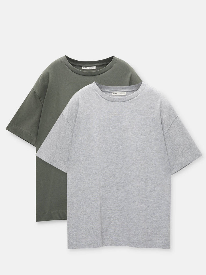 Moudda PULL & BEAR - T-Shirt Basique Oversize - Gris - Tunisie 3