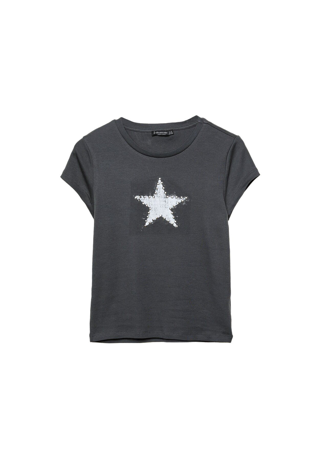 Moudda STRADIVARIUS - T-Shirt M/C Col Rond Imprimé avec Clous - Tunisie 1