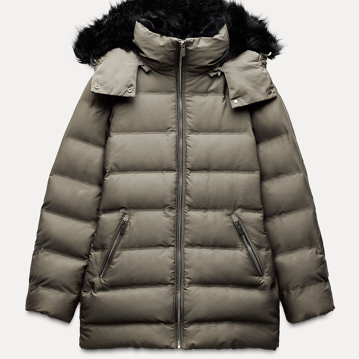Moudda ZARA - Anorak Mi-long Duvet Capuche Fourrure - Tunisie 1