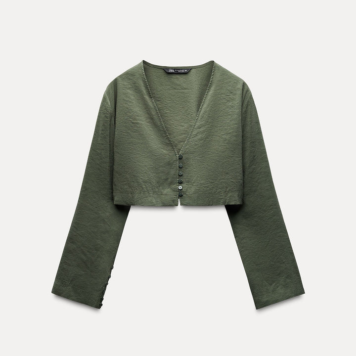 Moudda ZARA - Chemise fluide manches longues col en V boutons - Tunisie 2