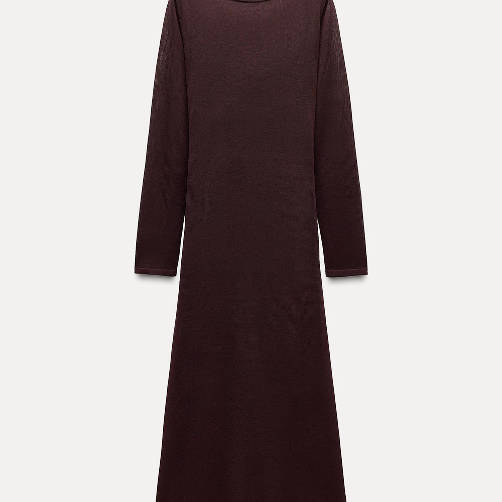 Moudda ZARA - Robe manches longues col bateau, maille fine, ceinturée - Tunisie 2