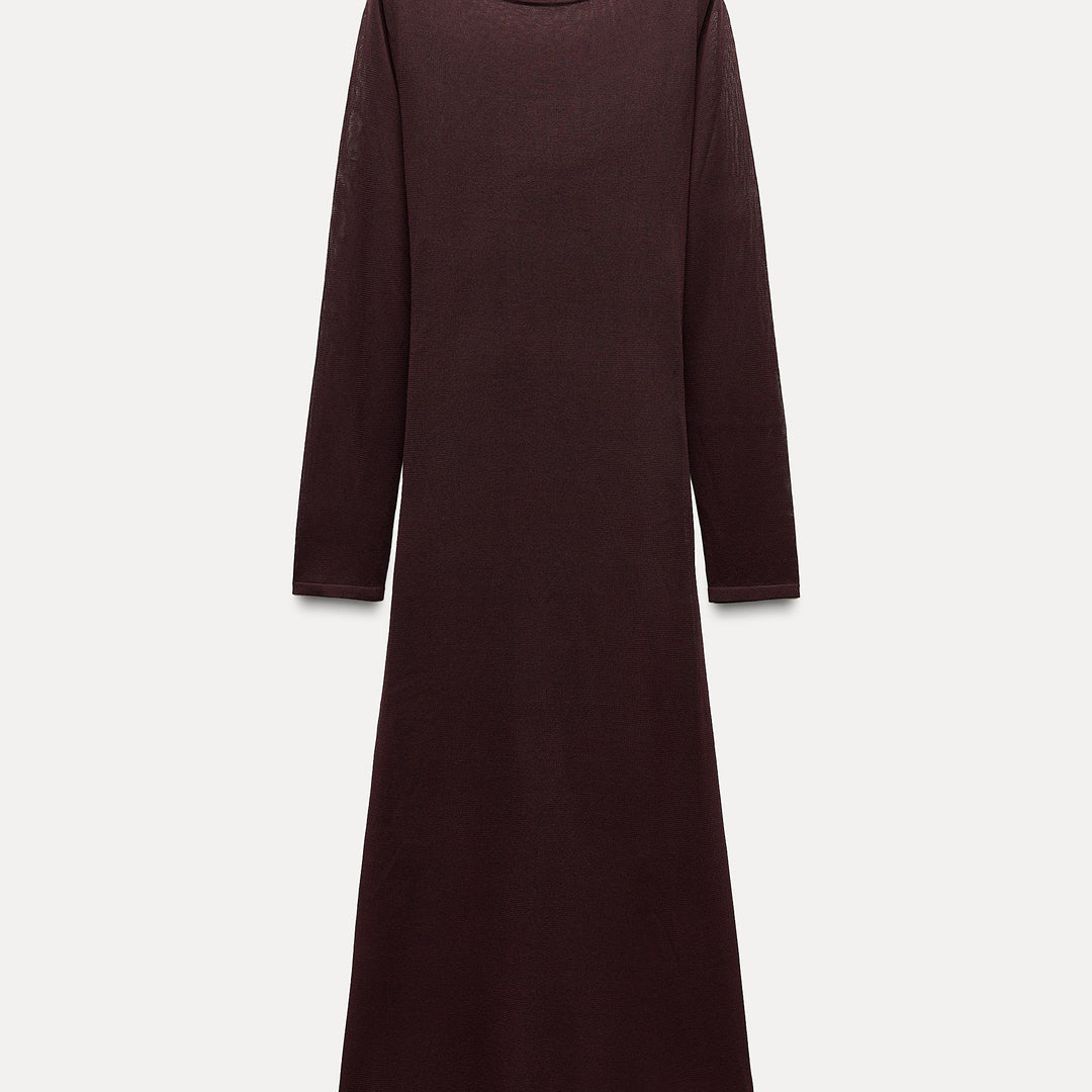 Moudda ZARA - Robe manches longues col bateau, maille fine, ceinturée - Tunisie 2