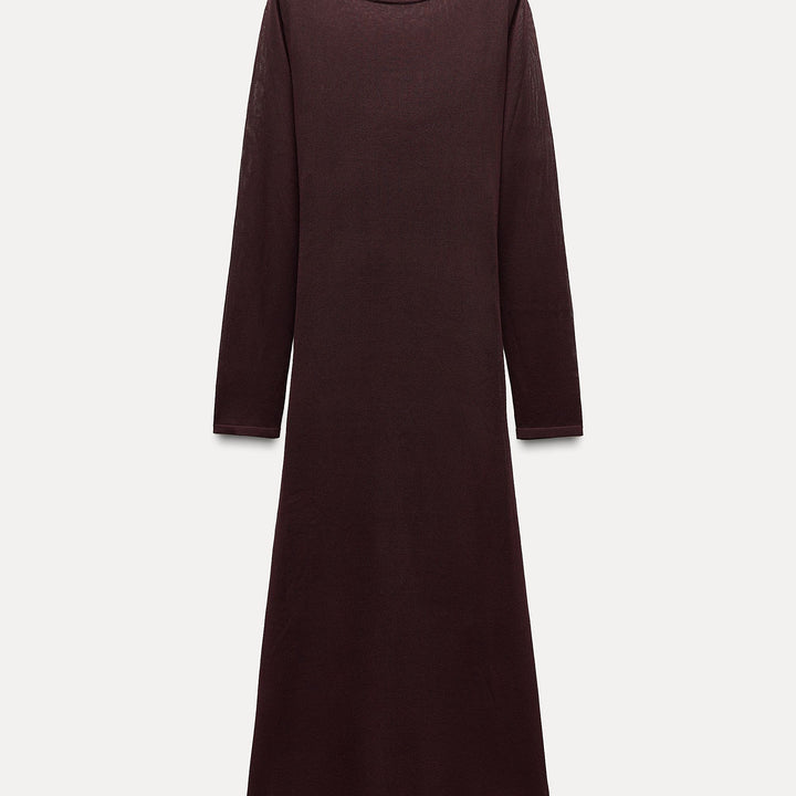 Moudda ZARA - Robe manches longues col bateau, maille fine, ceinturée - Tunisie 2