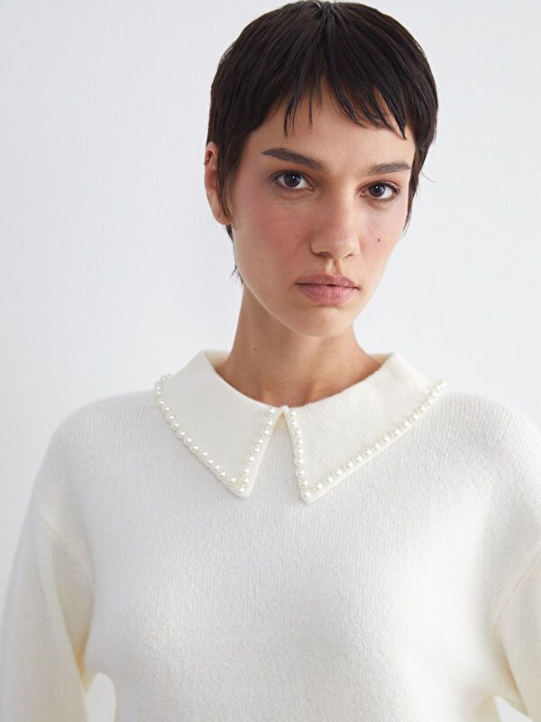 Moudda LC Waikiki - Pull tricot moyen Femme Beige clair - Tunisie 1