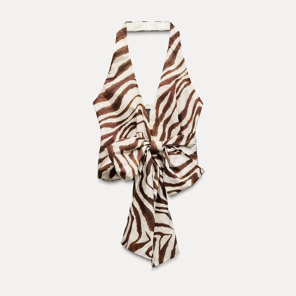 Moudda ZARA - Top croisé popeline col licou nœud latéral - Tunisie 2