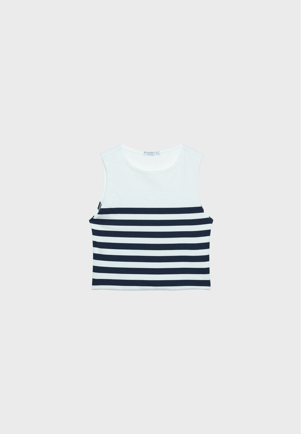 Moudda STRADIVARIUS - T-Shirt Crop Basique S/M Coton Élasthanne à Rayures - Tunisie 2