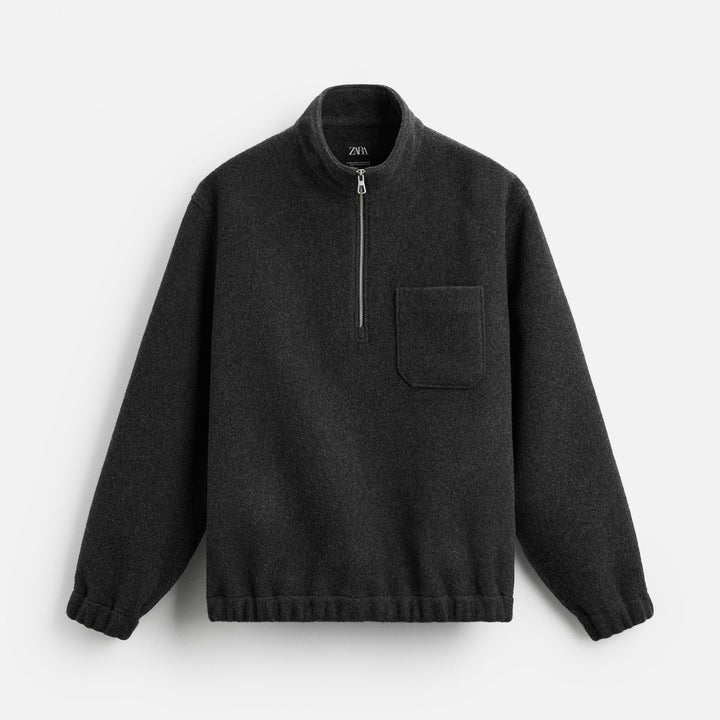 Moudda ZARA - Sweat - Demi-fermeture, Molleton & Laine (Noir Bleu) - Tunisie 1