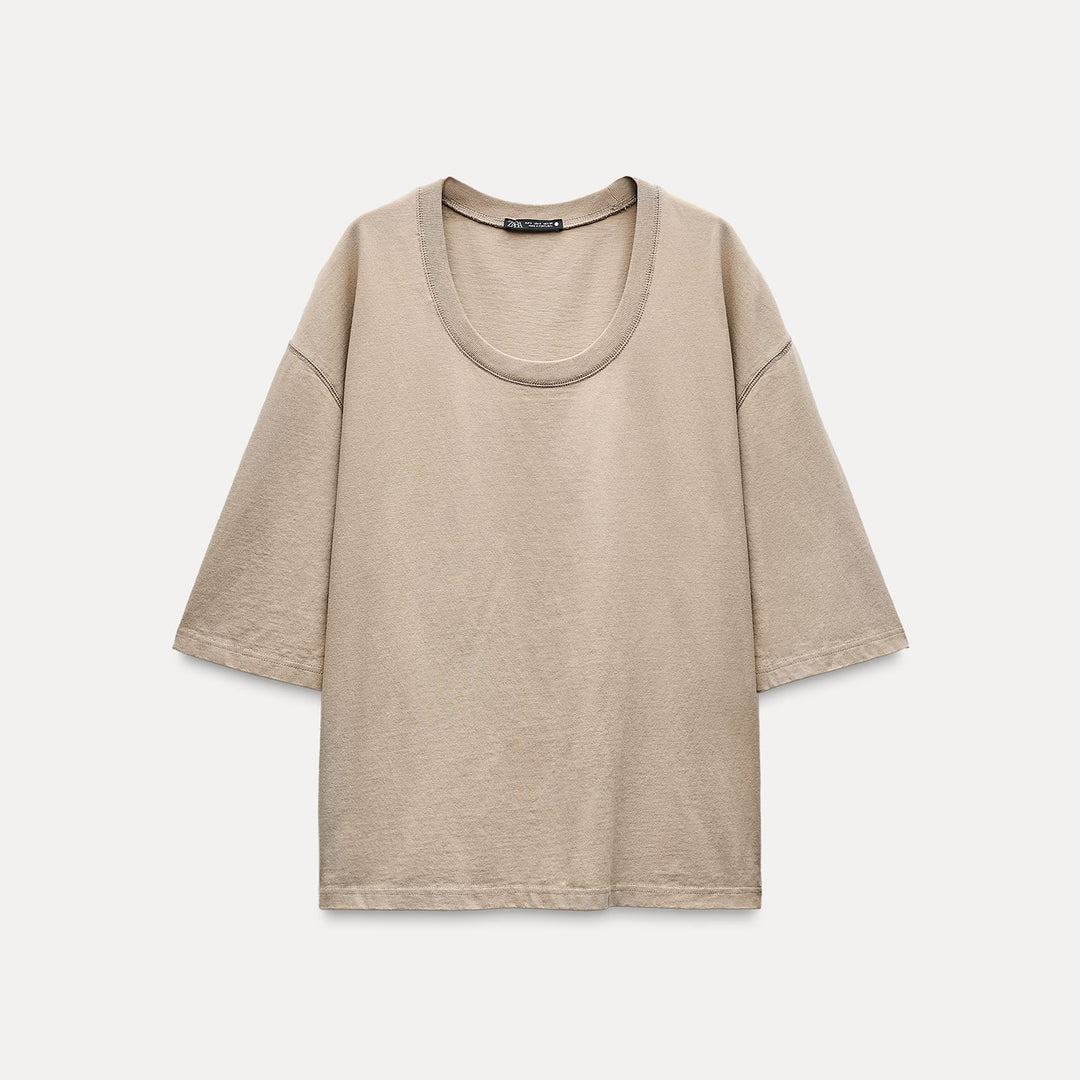 Moudda ZARA - T-shirt Oversize Col Rond - Tunisie 1
