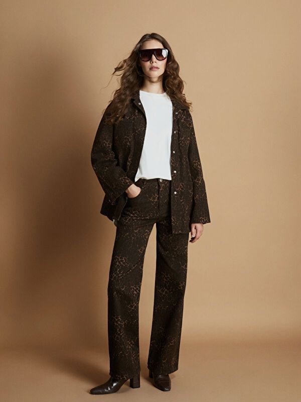 Moudda LC Waikiki - Veste tissée en denim Femme Imprimé marron - Tunisie 2