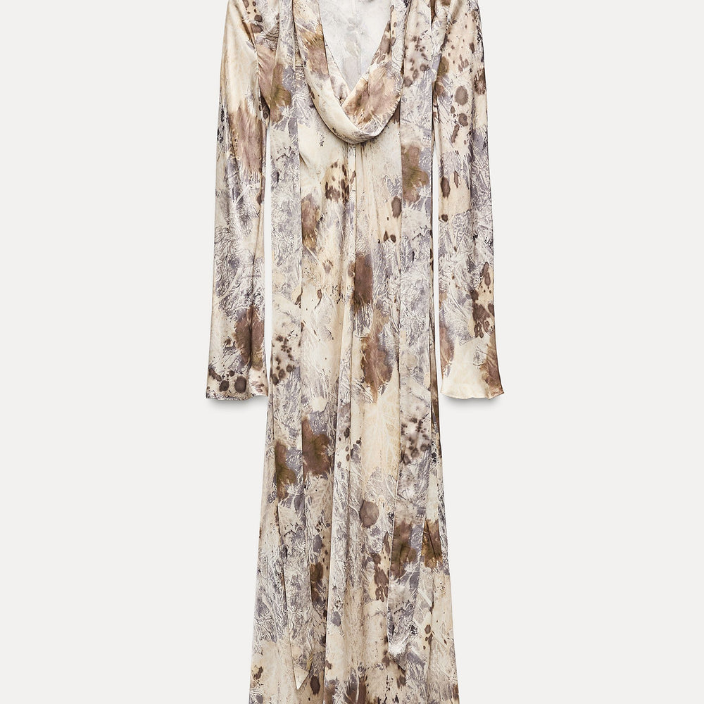Moudda ZARA - Robe décolleté drapé manches longues imprimée - Tunisie 2