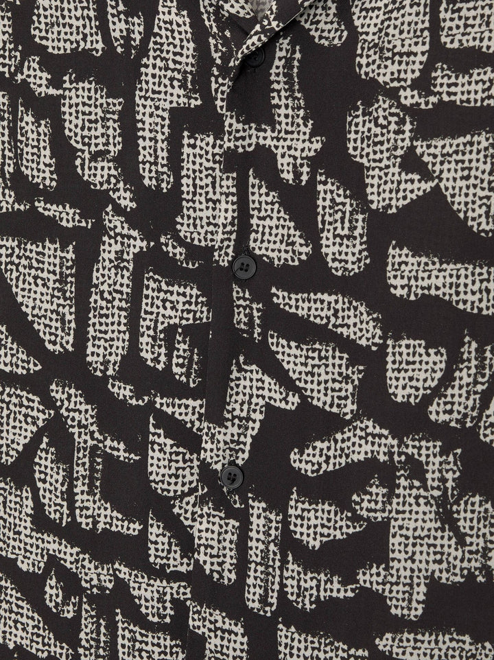 Moudda PULL & BEAR - Chemise Demi-Manches B&W Imprimé Fancy Stripe Noir - Tunisie 3