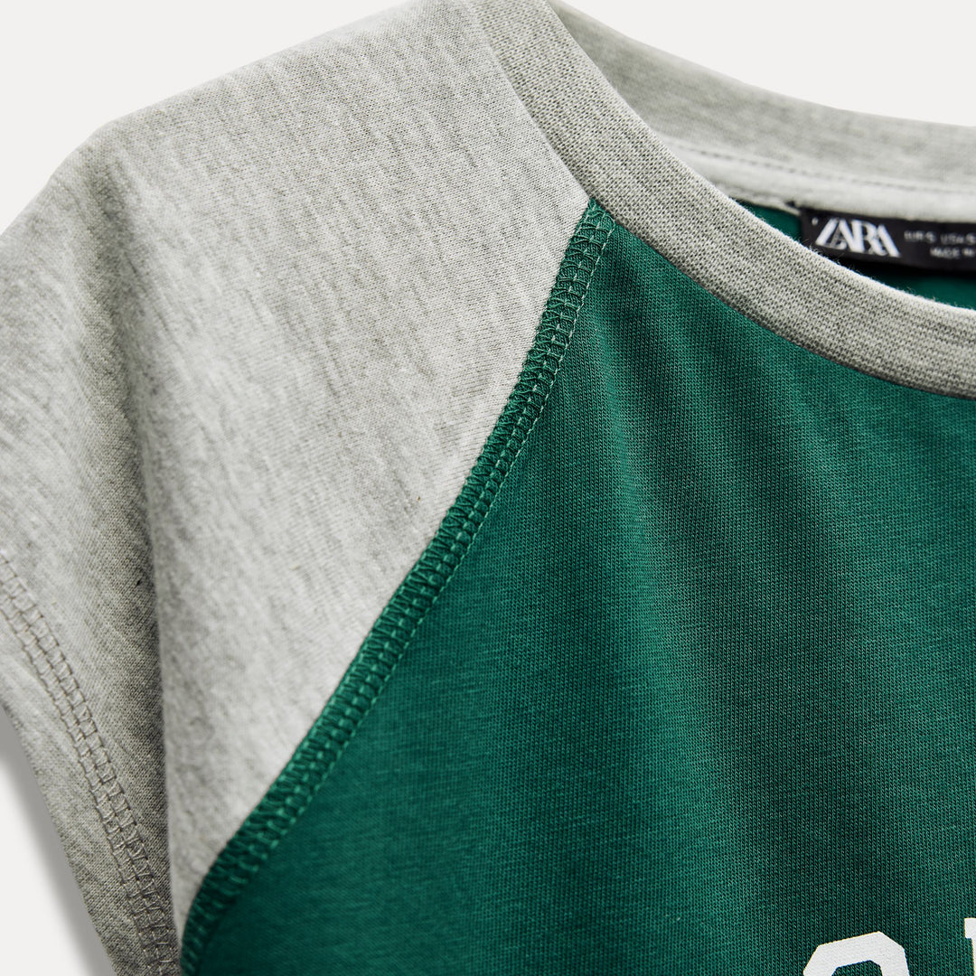 Moudda ZARA - T-shirt Varsity Raglan Vert - Tunisie 3