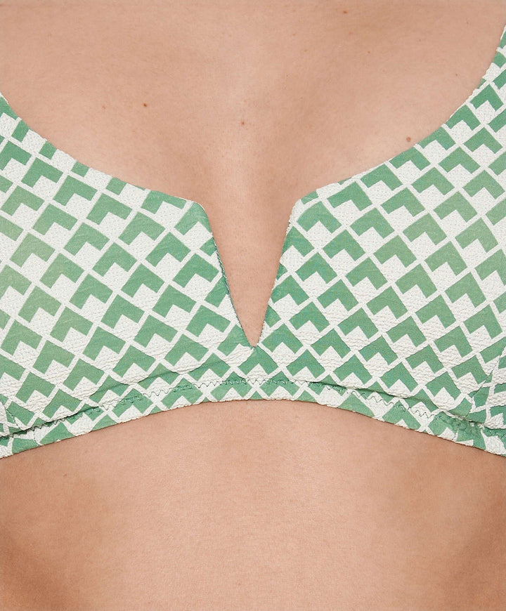 Moudda Oysho - Culotte Halter Mousse Extra Sans Armatures Jacquard Géométrique Vert - Tunisie 4