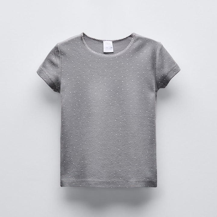 Moudda ZARA - T-shirt imprimé intégral, brillants et dentelle - Tunisie 2