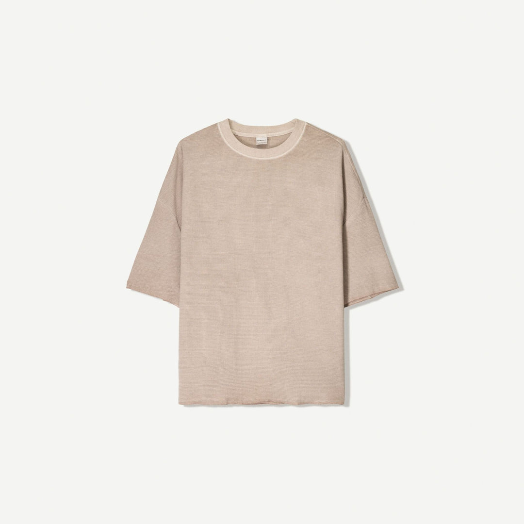 Moudda BERSHKA - T-Shirt Boxy - Gaufré Lavé - Tunisie 1