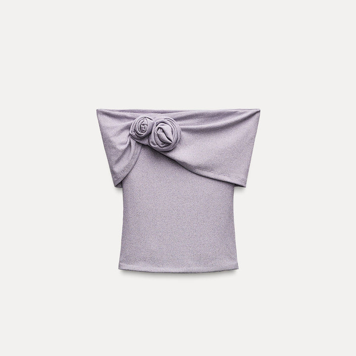 Moudda ZARA - Top maille lurex col bateau fleur - Tunisie 2