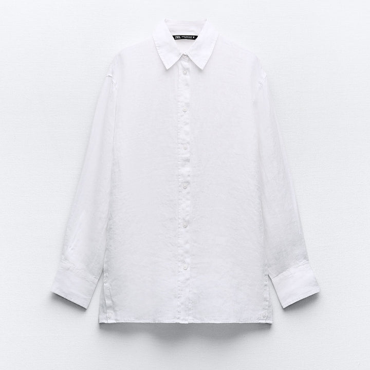 Moudda ZARA - Chemise oversized lin manches longues boutons latéraux - Tunisie 1