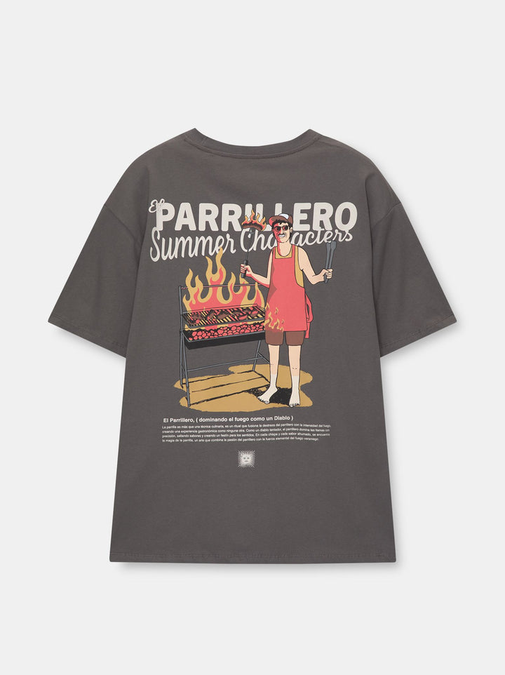 Moudda PULL & BEAR - T-Shirt Demi-Manches Summer Characters Gris - Tunisie 5