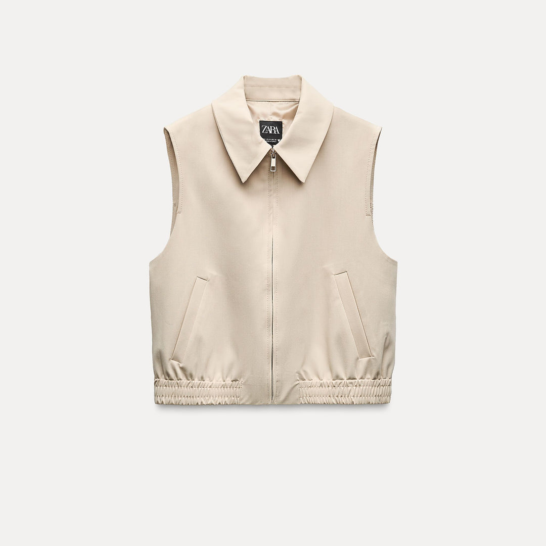 Moudda ZARA - Gilet laine froide col chemise taille élastique coordonné - Tunisie 1