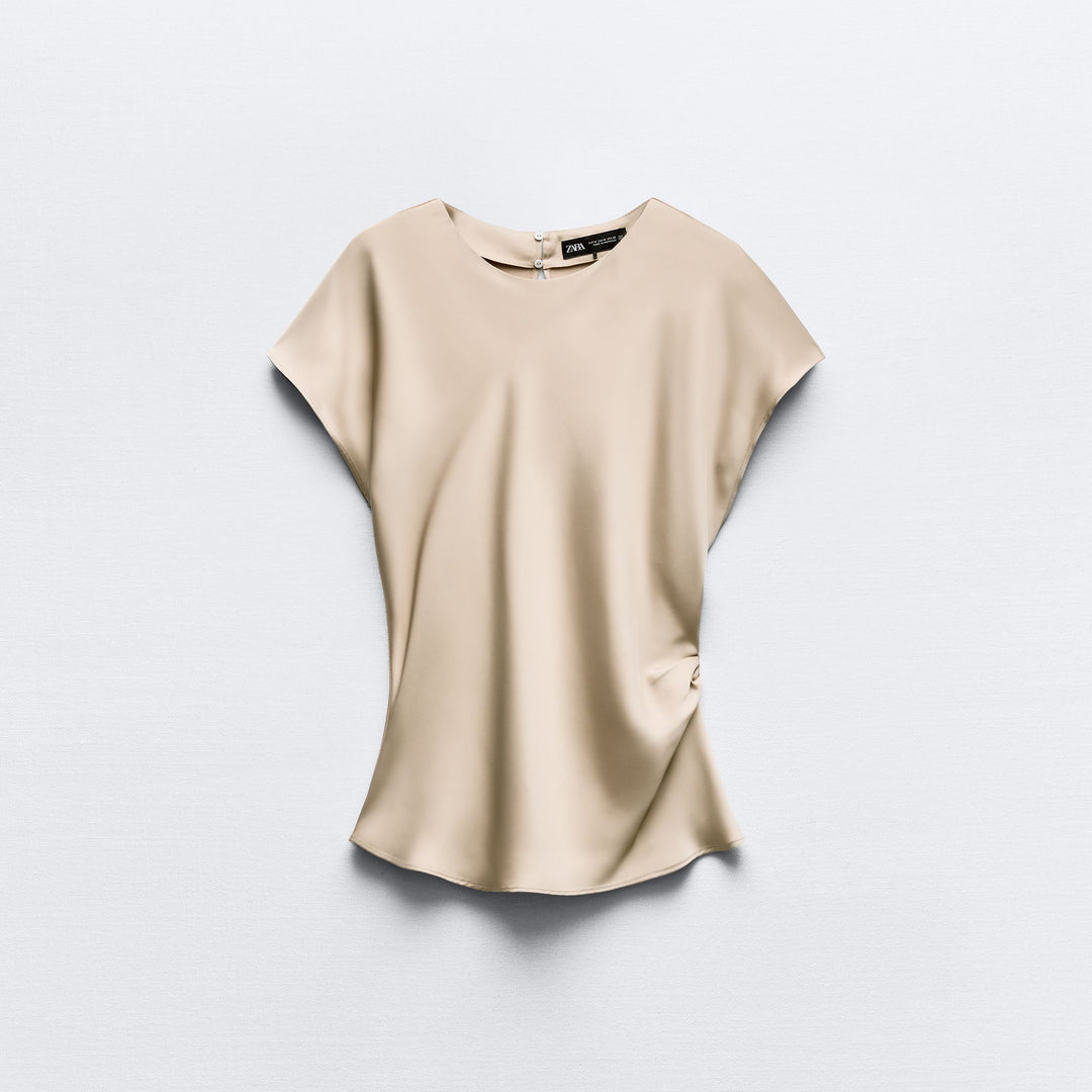 Moudda ZARA - Ensemble top satin drapé, manches tombantes - Tunisie 2