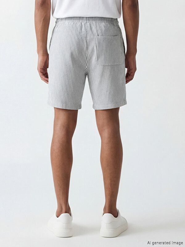 Moudda LC Waikiki - Short / Bermuda en jersey pour Homme couleur Bleu marine rayé - Tunisie 3