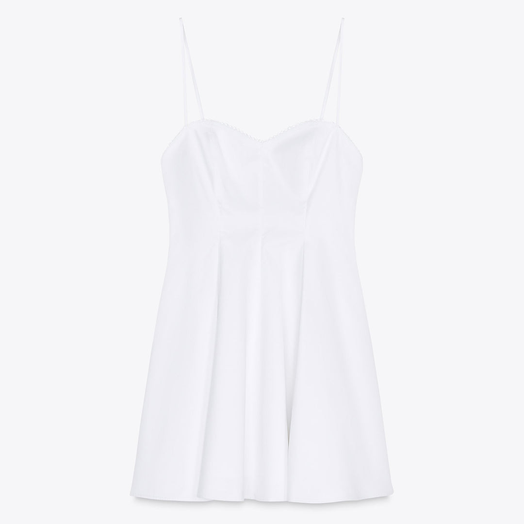 Moudda ZARA - Robe Courte Gabardine Bretelles - Dentelle & Nœud Dos - Tunisie 1