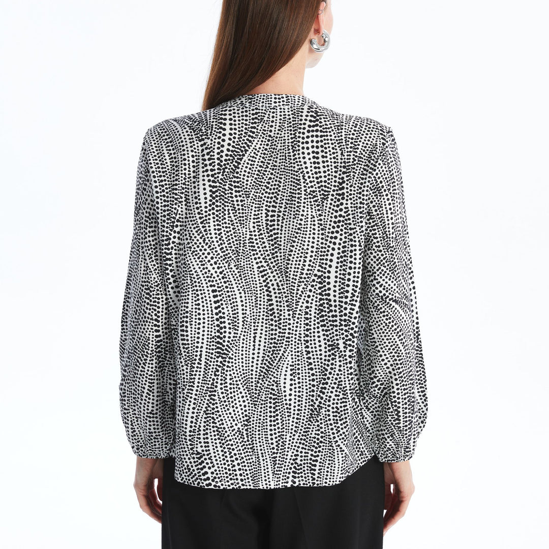 Moudda LC Waikiki - Blouse tissée imprimée manches longues Femme Imprimé en noir - Tunisie 5