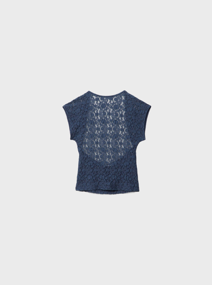 Moudda STRADIVARIUS - T-Shirt Mini Manches Dos Nu en Dentelle - Tunisie 4