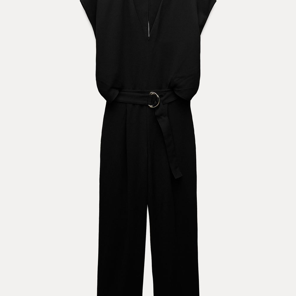 Moudda ZARA - Combinaison crêpe noire manches courtes ceinturée - Tunisie 2