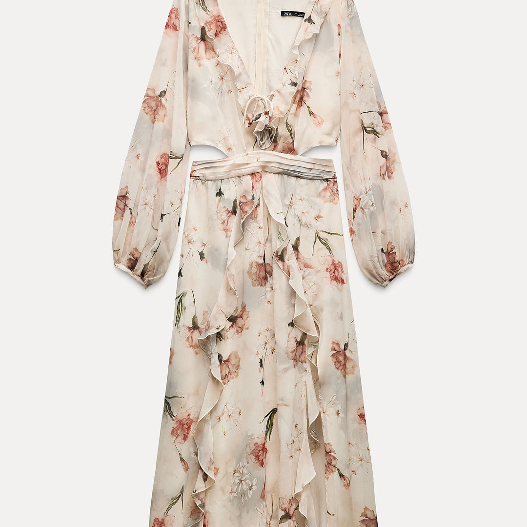 Moudda ZARA - Robe longue volants imprimée florale - Tunisie 1