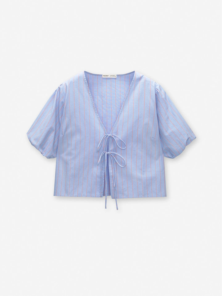 Moudda PULL & BEAR - Blouse à Nœud Manches Bouffantes Rayures - Tunisie 1