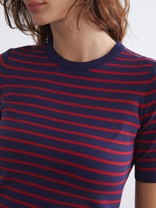 Moudda LC Waikiki - Pull tricot manches courtes Femme Rayures rouges - Tunisie 3