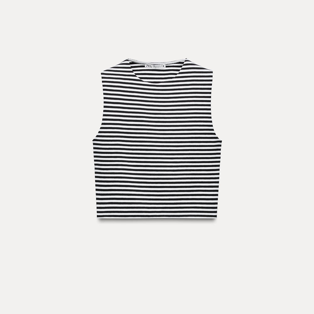 Moudda ZARA - T-shirt coton élasthanne, col rond, court, manches courtes - Tunisie 2