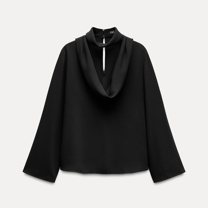 Moudda ZARA - Chemise crêpe col ras-du-cou drapé manches longues - Tunisie 2