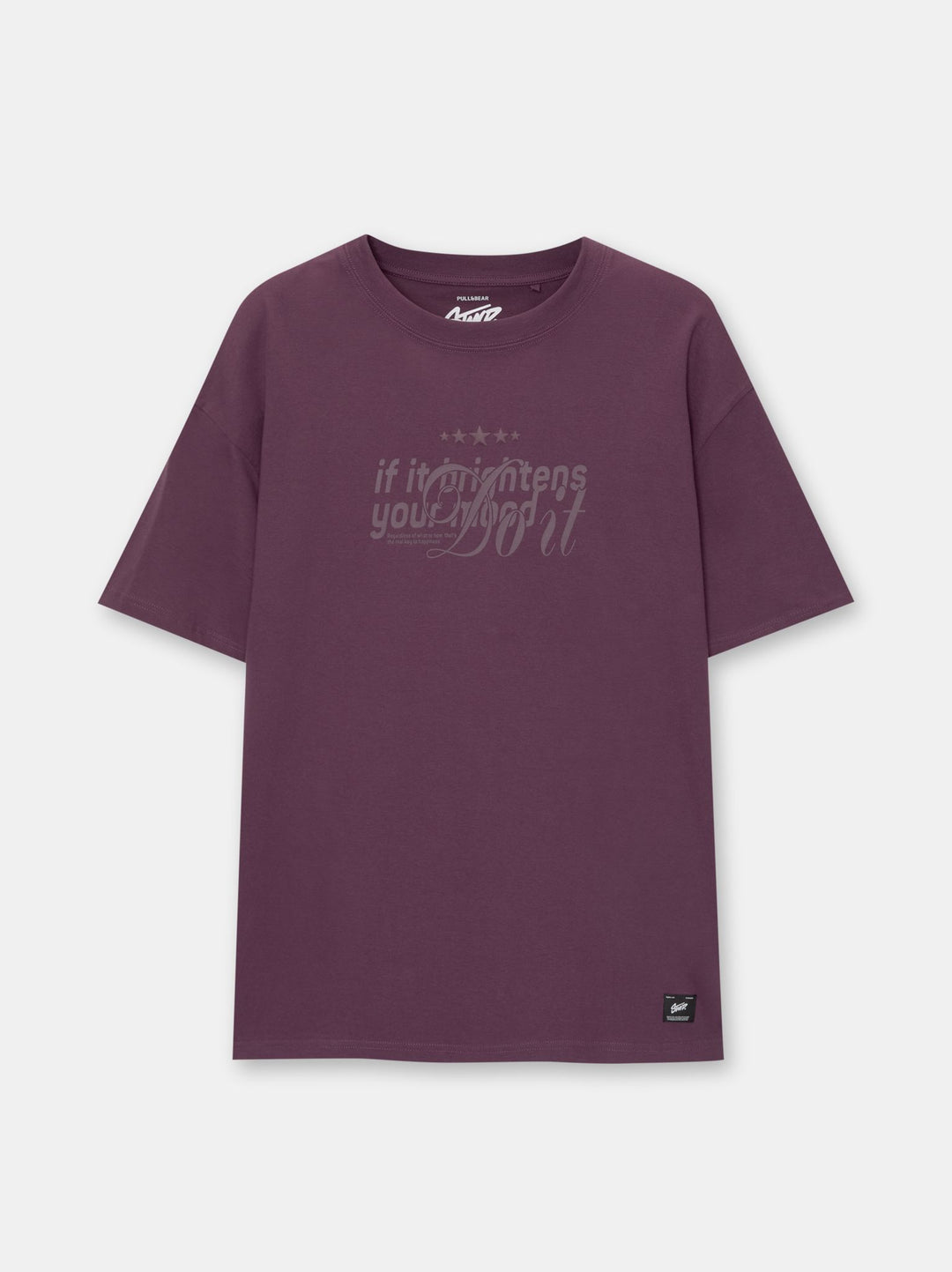 Moudda PULL & BEAR - T-Shirt Demi-Manches Text To Text Bordeaux Puff Print - Tunisie 1