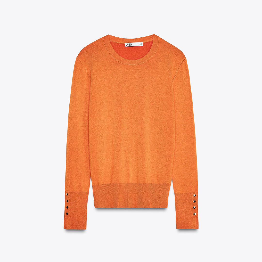 Moudda ZARA - Pull Basic - Col Caja, Bouton Doré & Poignet - Tunisie 1