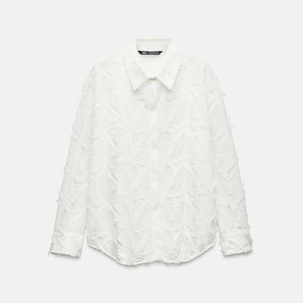 Moudda ZARA - Chemise fleur brodée tons franges manches longues - Tunisie 2
