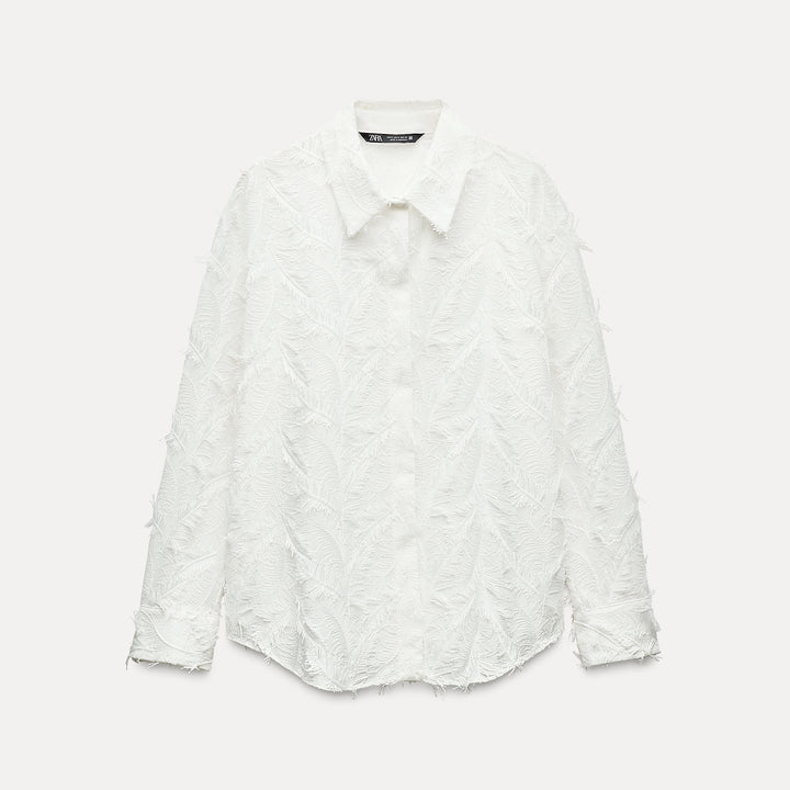 Moudda ZARA - Chemise fleur brodée tons franges manches longues - Tunisie 2