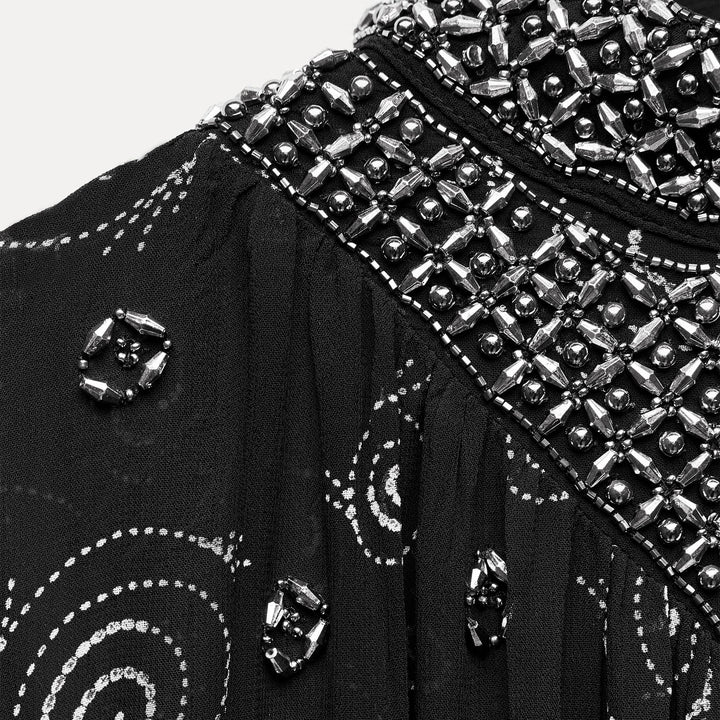 Moudda ZARA - Robe imprimée froncée avec strass - Tunisie 3