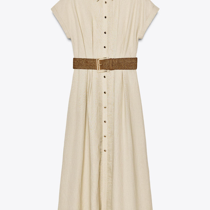 Moudda ZARA - Robe Midi Lin Chemisier - Ceinture - Tunisie 1