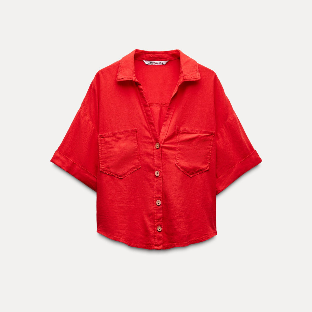 Moudda ZARA - Chemise Courte Lin Viscose Décolleté Prononcé - Tunisie 2