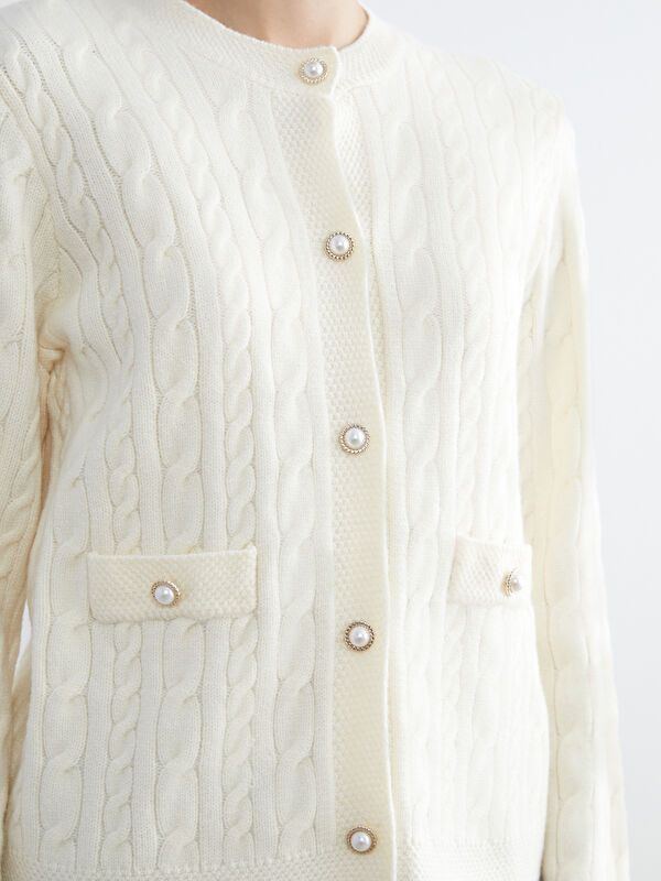 Moudda LC Waikiki - Cardigan tricot épais Femme Ecru - Tunisie 3
