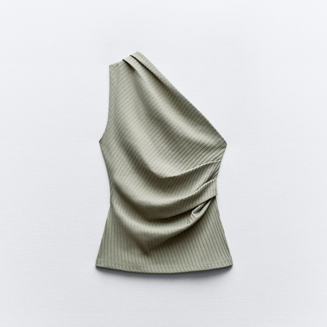 Moudda ZARA - Top Drapé Asymétrique Maille Côtelée - Tunisie 2