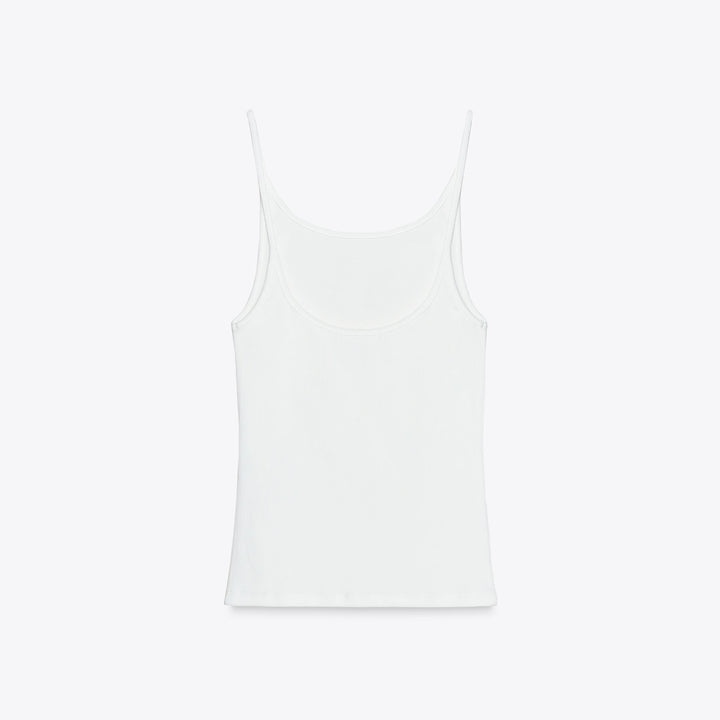 Moudda ZARA - T-Shirt - Rayures, Bretelles & Pipping Contrasté (Blanc) - Tunisie 2