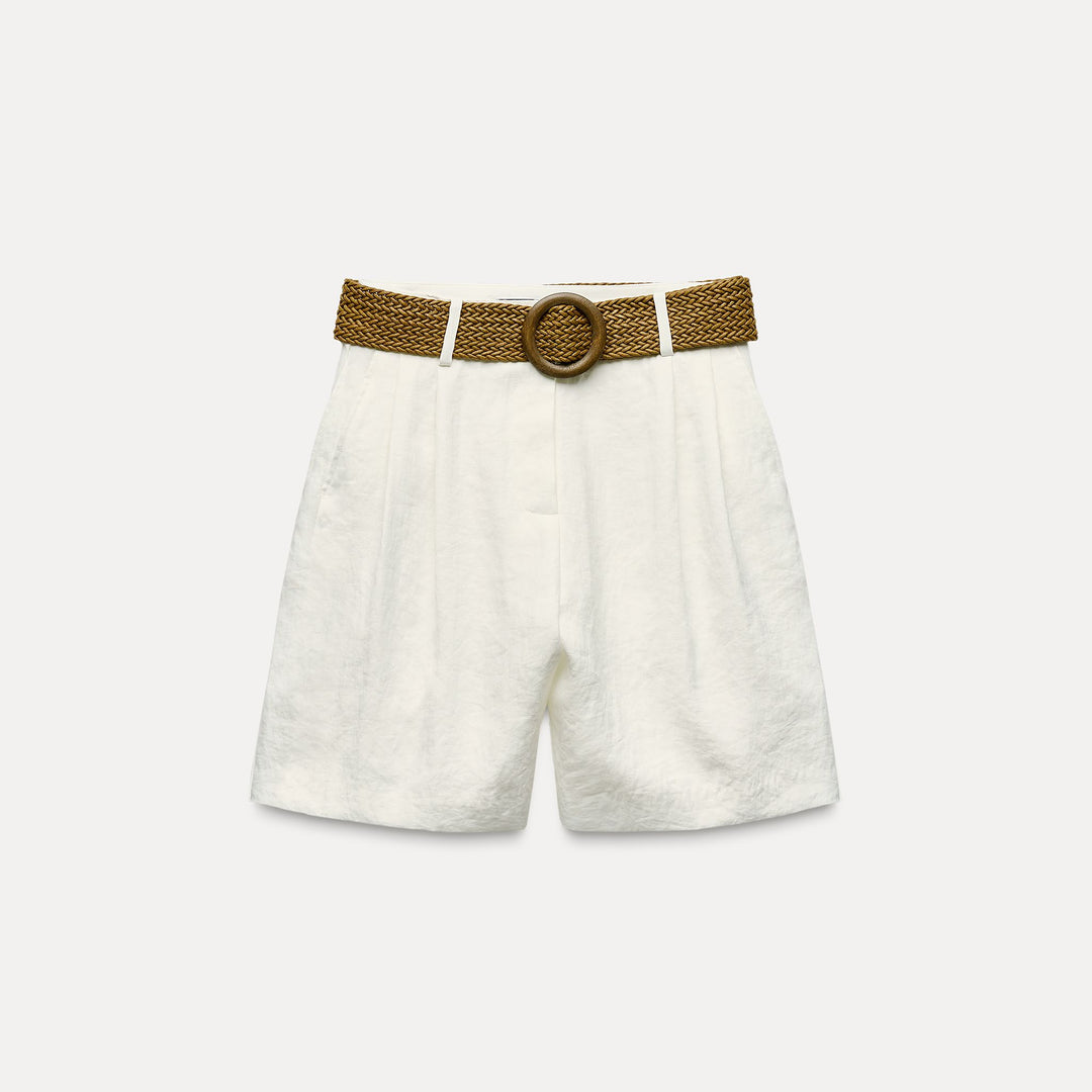 Moudda ZARA - Short ceinture large boucle ronde imitation bois - Tunisie 1