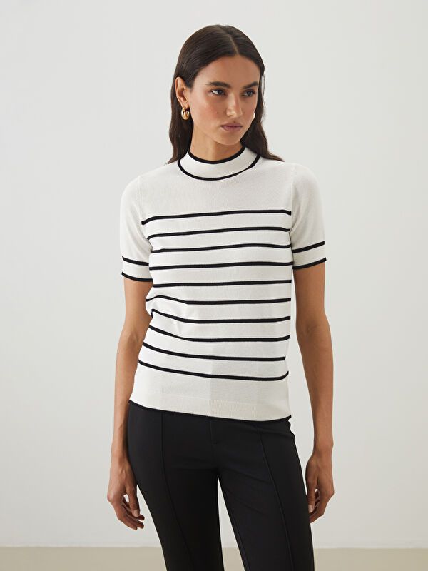 Moudda LC Waikiki - Pull en tricot Femme Rayures noires - Tunisie 1