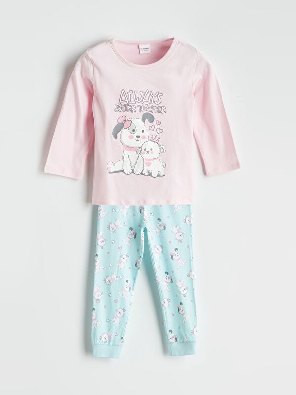 Moudda LC Waikiki - Pyjama en jersey manches longues moyen Fille Rose clair - Tunisie 1