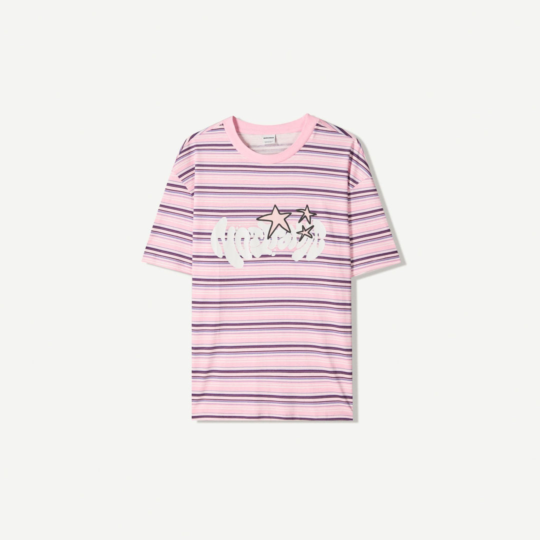 Moudda BERSHKA - T-Shirt Relax - Multi-rayures & Imprimé - Tunisie 1